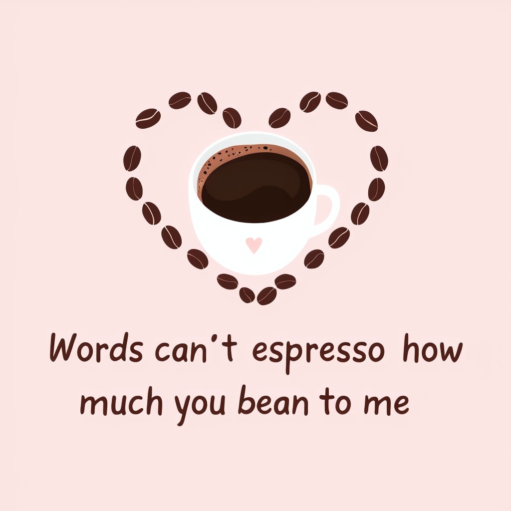 Whimsical Coffee Love Illustration with Heart Shaped Beans Card