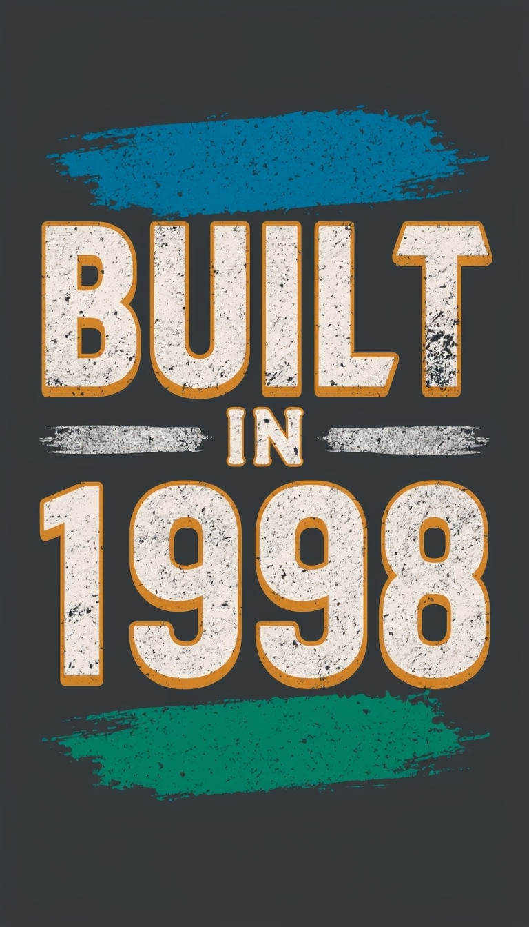 Vintage 'BUILT IN 1998' Distressed Text Design Phone Case Cover