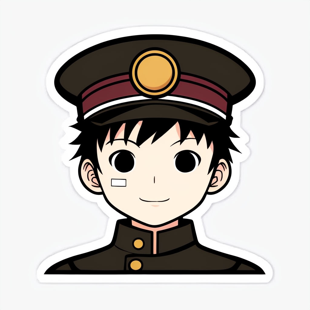 Cheerful Anime Boy Character Sticker with Playful Expression