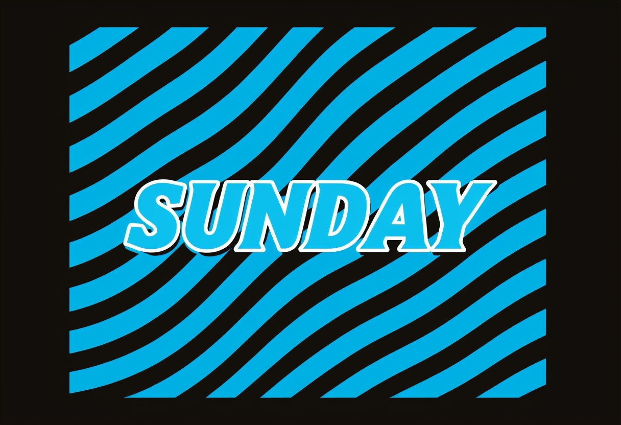Dynamic Light Blue SUNDAY Graphic Design T-Shirt