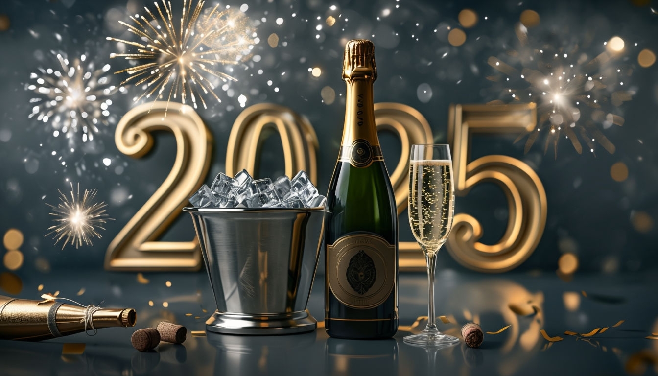 Luxurious New Year's Eve 2025 Celebration Still Life Background