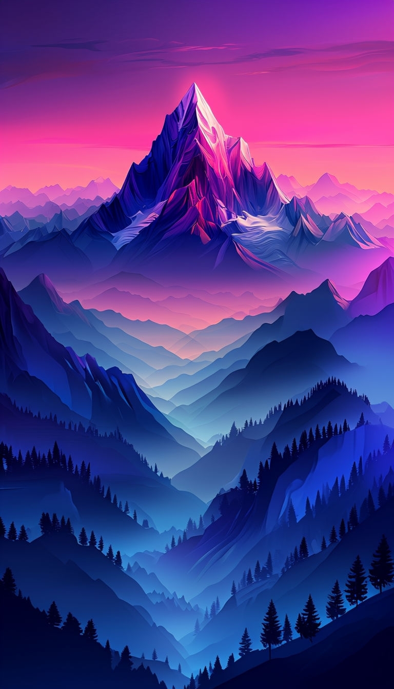 Majestic Twilight Mountain Landscape Digital Art Mobile Wallpaper