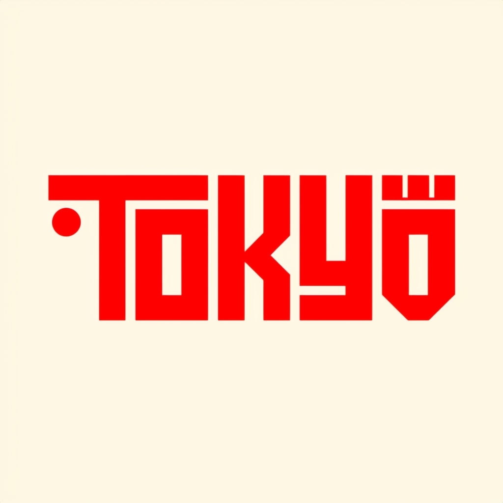 Minimalist Tokyo Typography Design with Bold Red Letters Hat