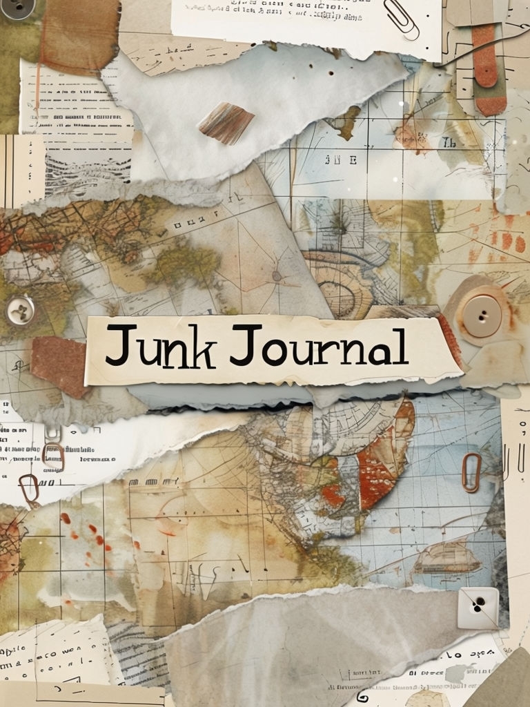 Crafty Junk Journal Vintage Collage with Watercolor Cover EBook Cover