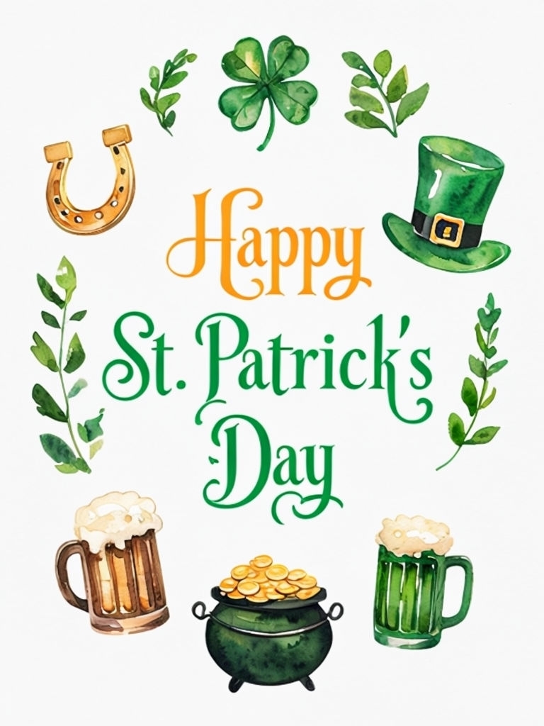 Festive Watercolor St. Patrick's Day Greeting Card Design Cards & Invites