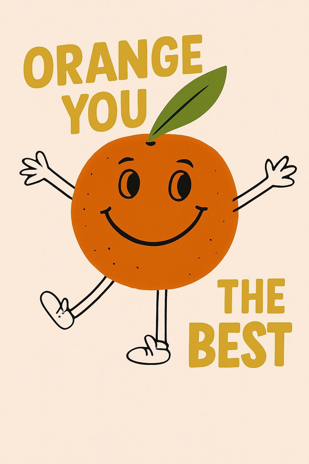 Cheerful Cartoon Orange Character with Motivational Text Invite