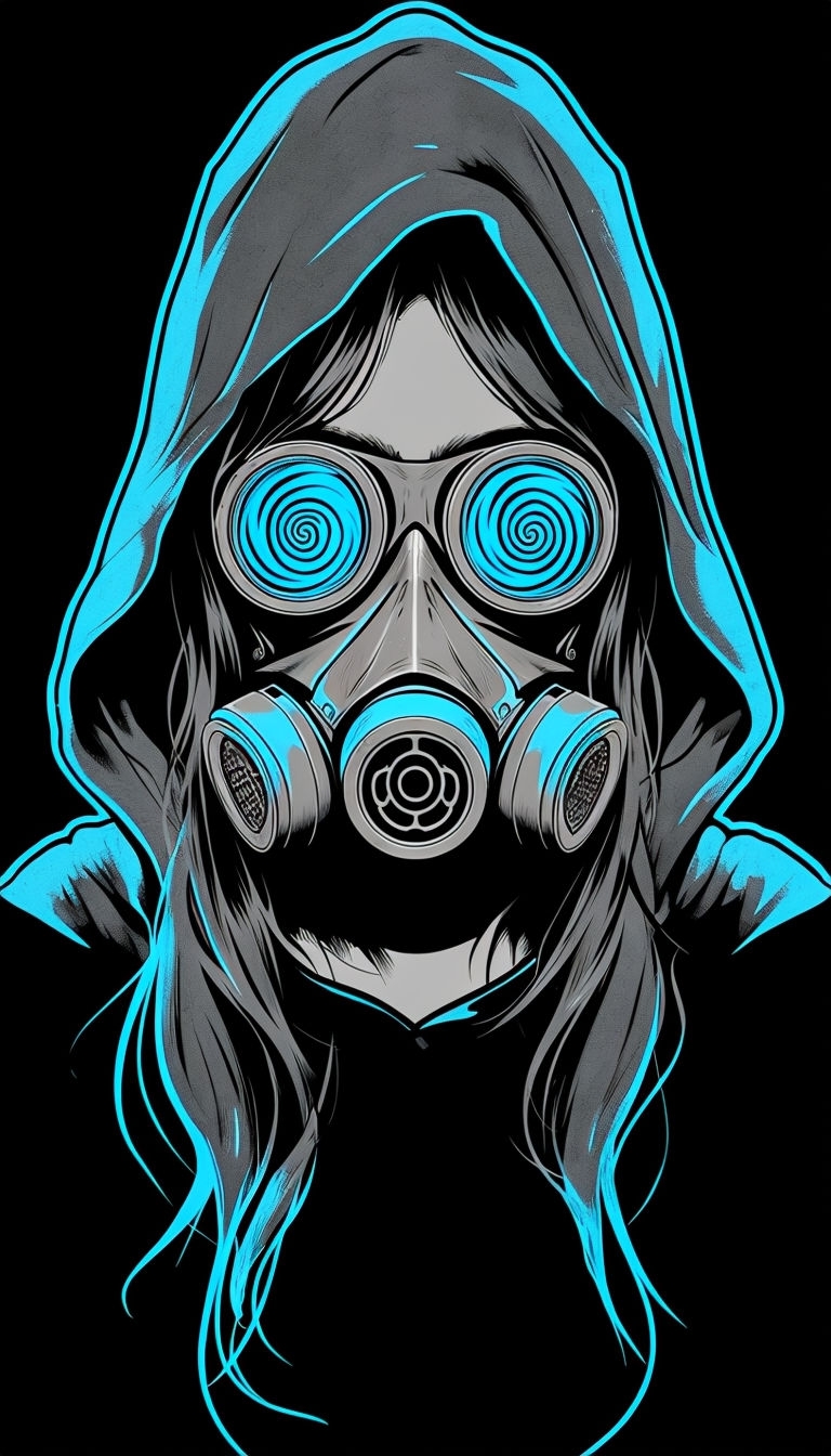 Mysterious Female Character in Dark Cloak Neon Art Phone Case Cover