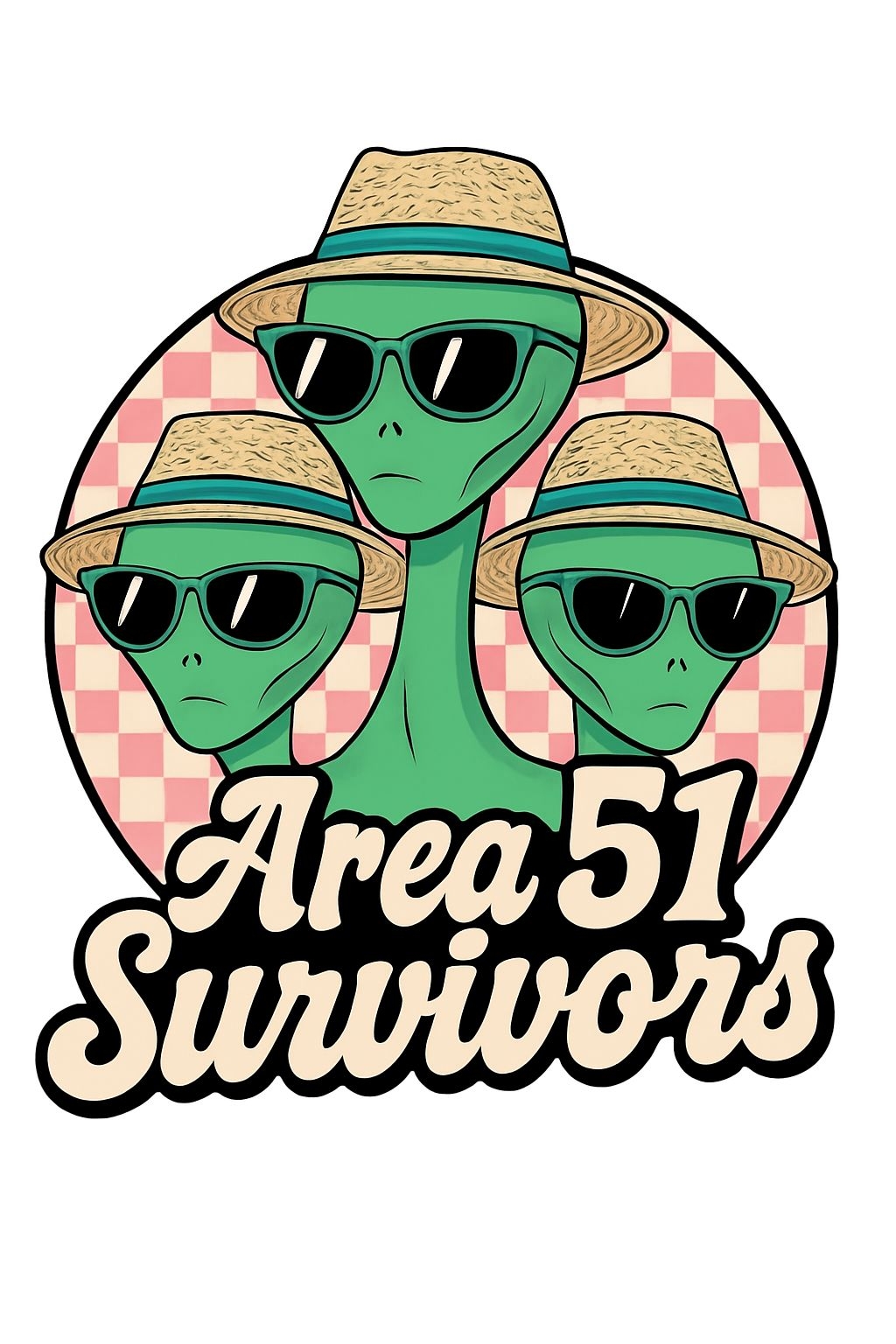 Playful Area 51 Survivors Alien Design T-Shirt