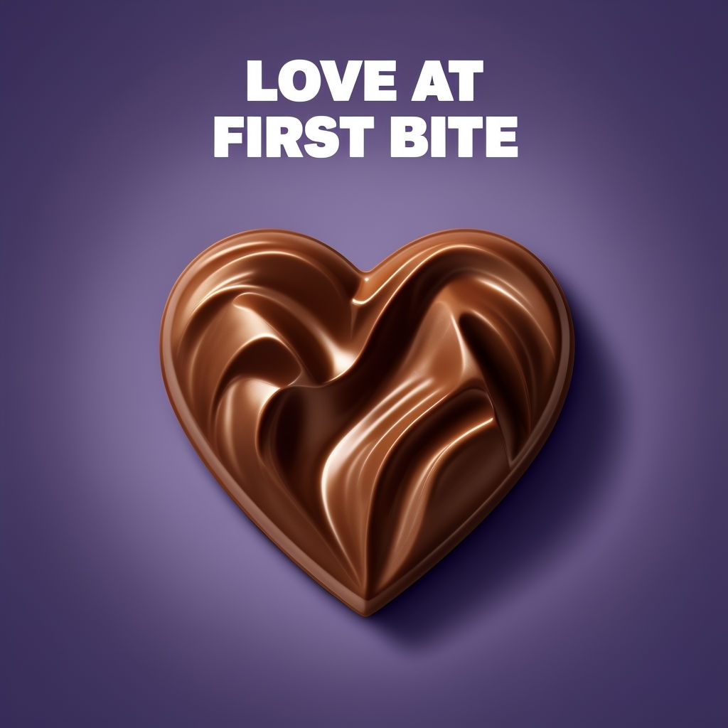 Heart-Shaped Cadbury Chocolate Love at First Bite Advertisement Social Media Post