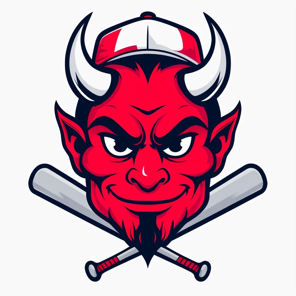 Devilish Cartoon Character with Red Baseball Cap Illustration Hats