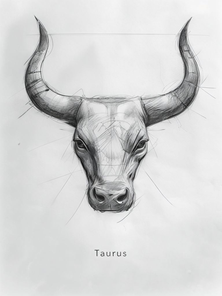 Hand-Sketched Taurus Symbol with Organic Lines Poster