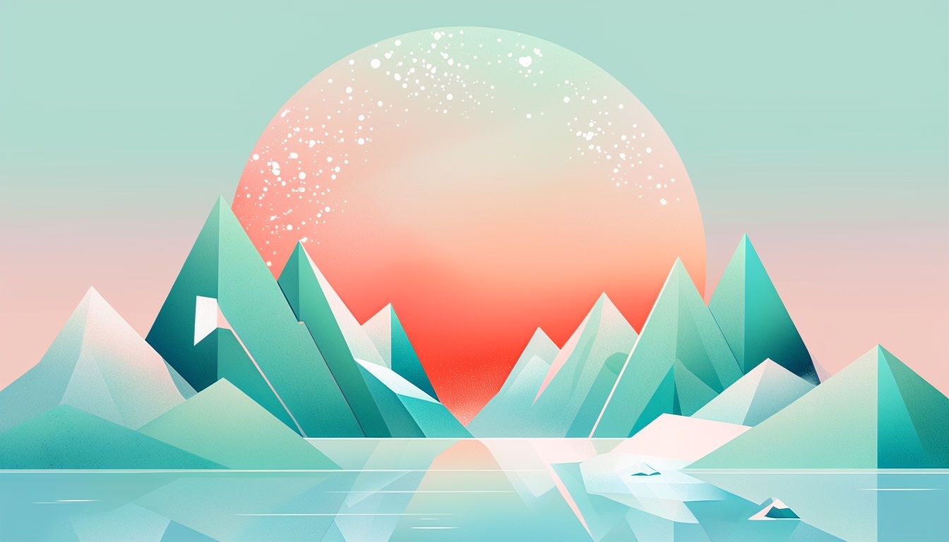 Tranquil Minimalist Landscape with Geometric Mountains Background