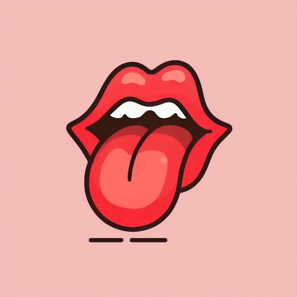 Playful Cartoon Tongue Illustration on Light Pink Background Sticker