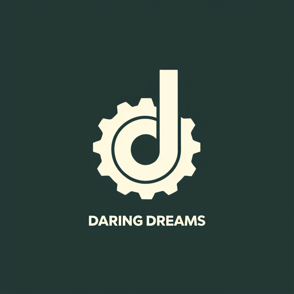 Minimalist Cream Gear Design with Daring Dreams Text Logo