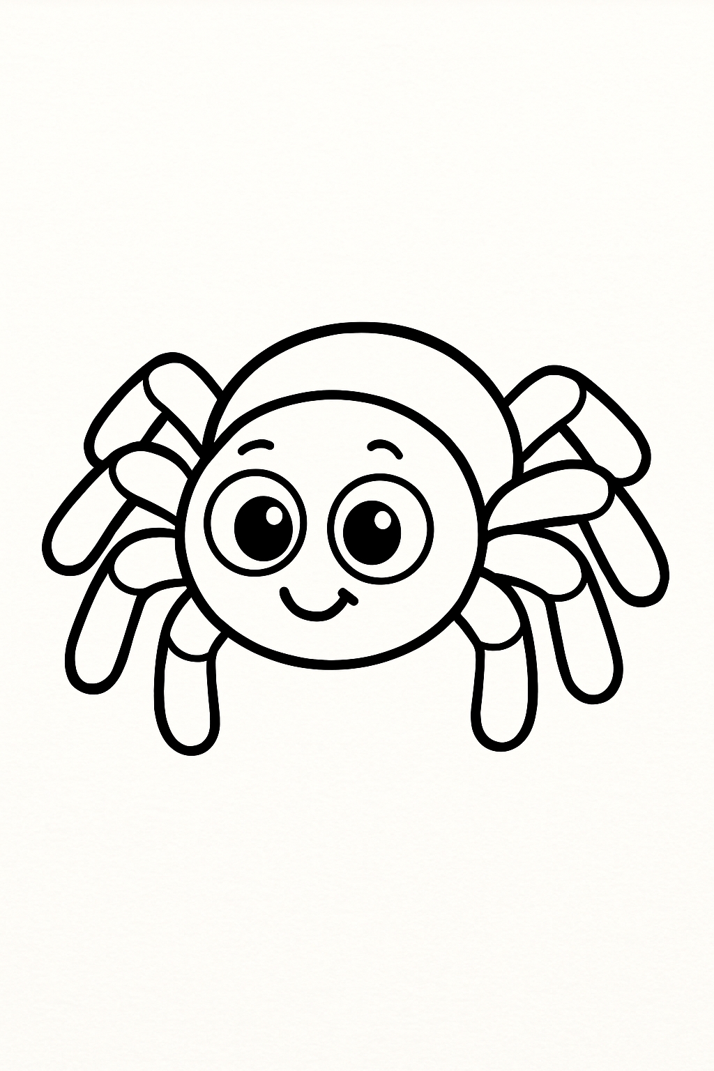 Cheerful Cartoon Spider Character Line Drawing Coloring Book Pages