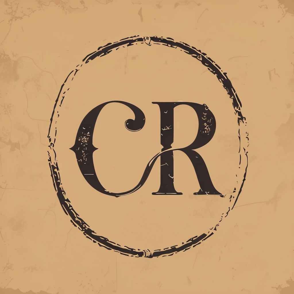 Vintage-Inspired CR Monogram Design with Rustic Charm Monogram