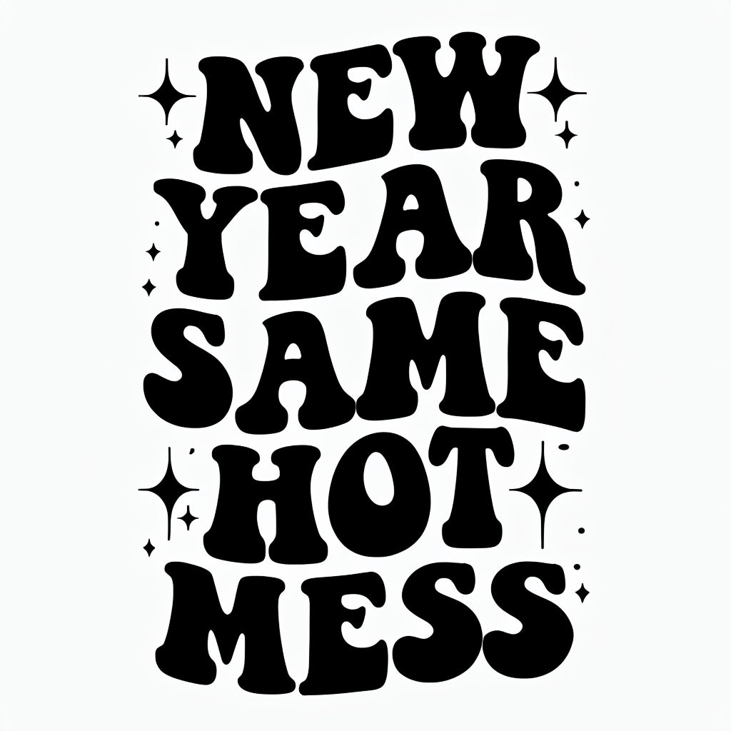 New Year Same Hot Mess Retro Typography Mug