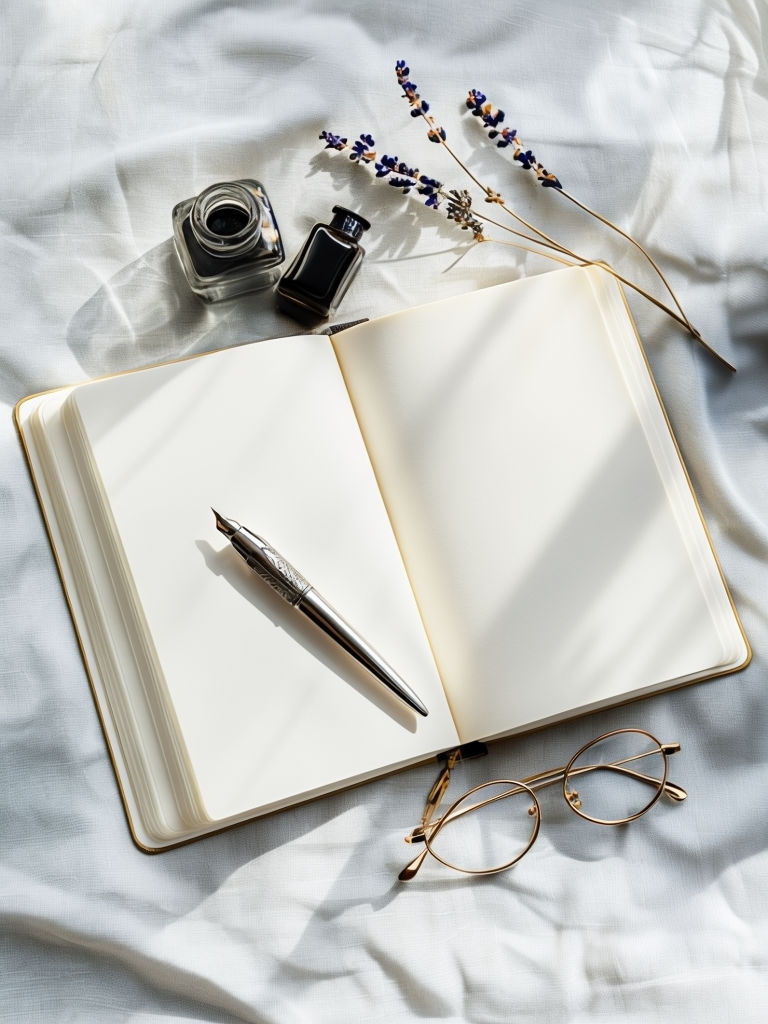 Elegant A5 Hardcover Journal Mockup with Stationery Accessories
