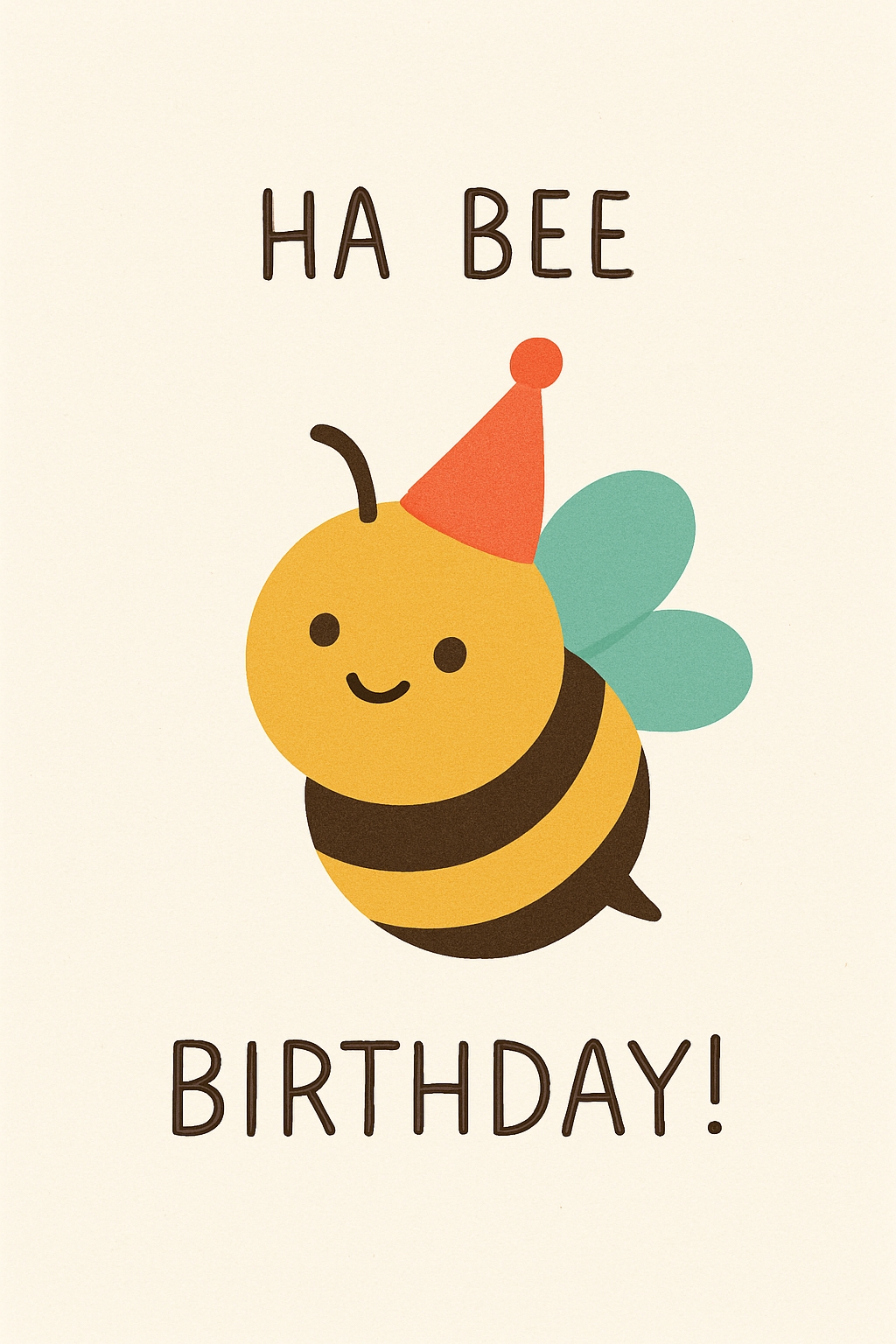Cheerful Cartoon Bee Birthday Card Design for Celebration Cards & Invites