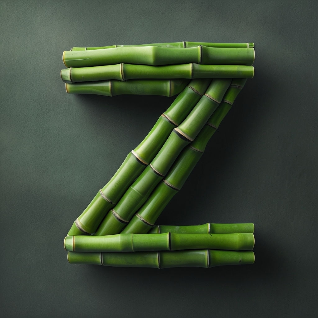 Elegant Green Bamboo 'Z' Monogram Photograph