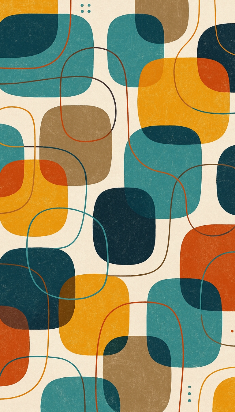 Mid-Century Modern Retro Pattern in Teal and Mustard Phone Case Cover