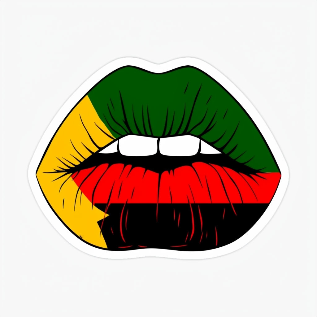 African Flag Inspired Colorful Lips Digital Sticker