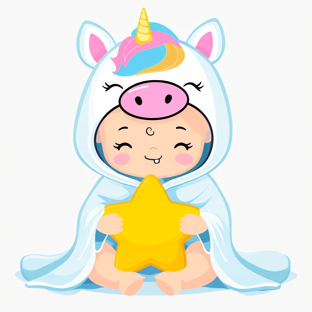 Adorable Baby Unicorn Hooded Blanket Character Illustration Mug