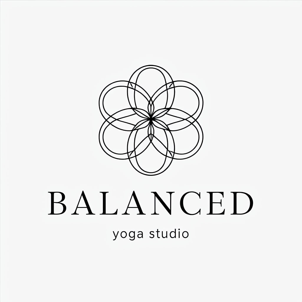 Minimalist Symmetrical Flower Balanced Yoga Studio Logo