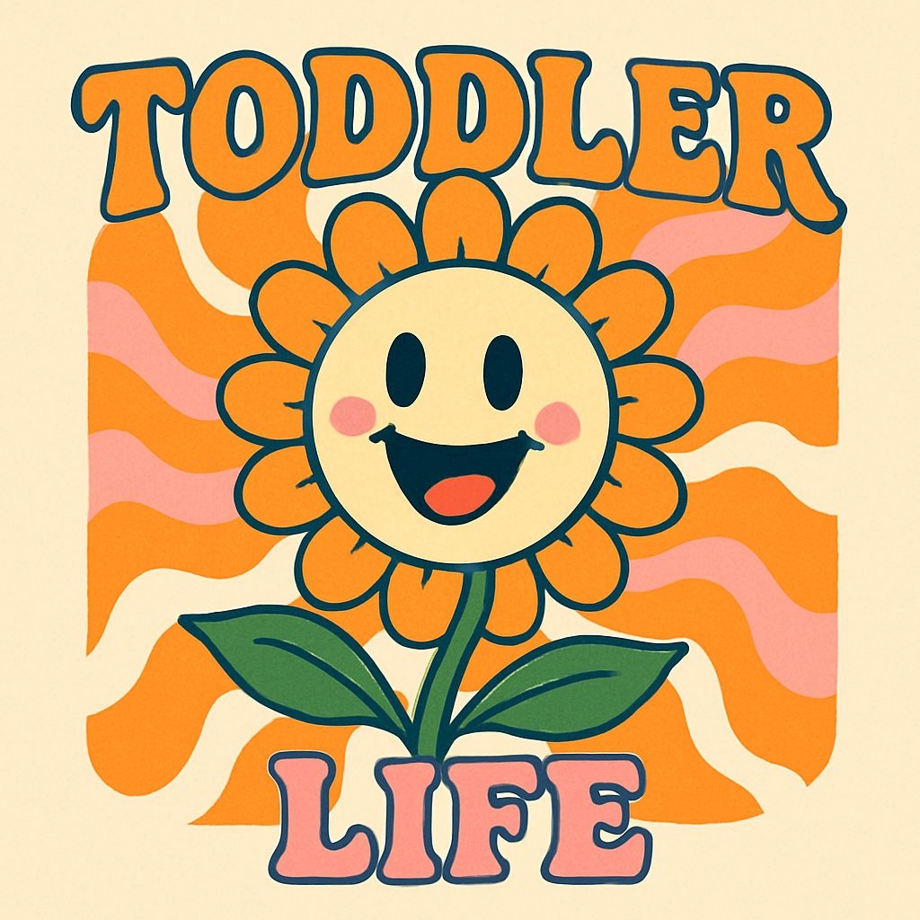 Cheerful Retro Flower Cartoon with Toddler Life Text T-Shirt