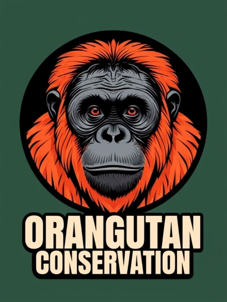 Stylized Orangutan Face with Conservation Message Poster