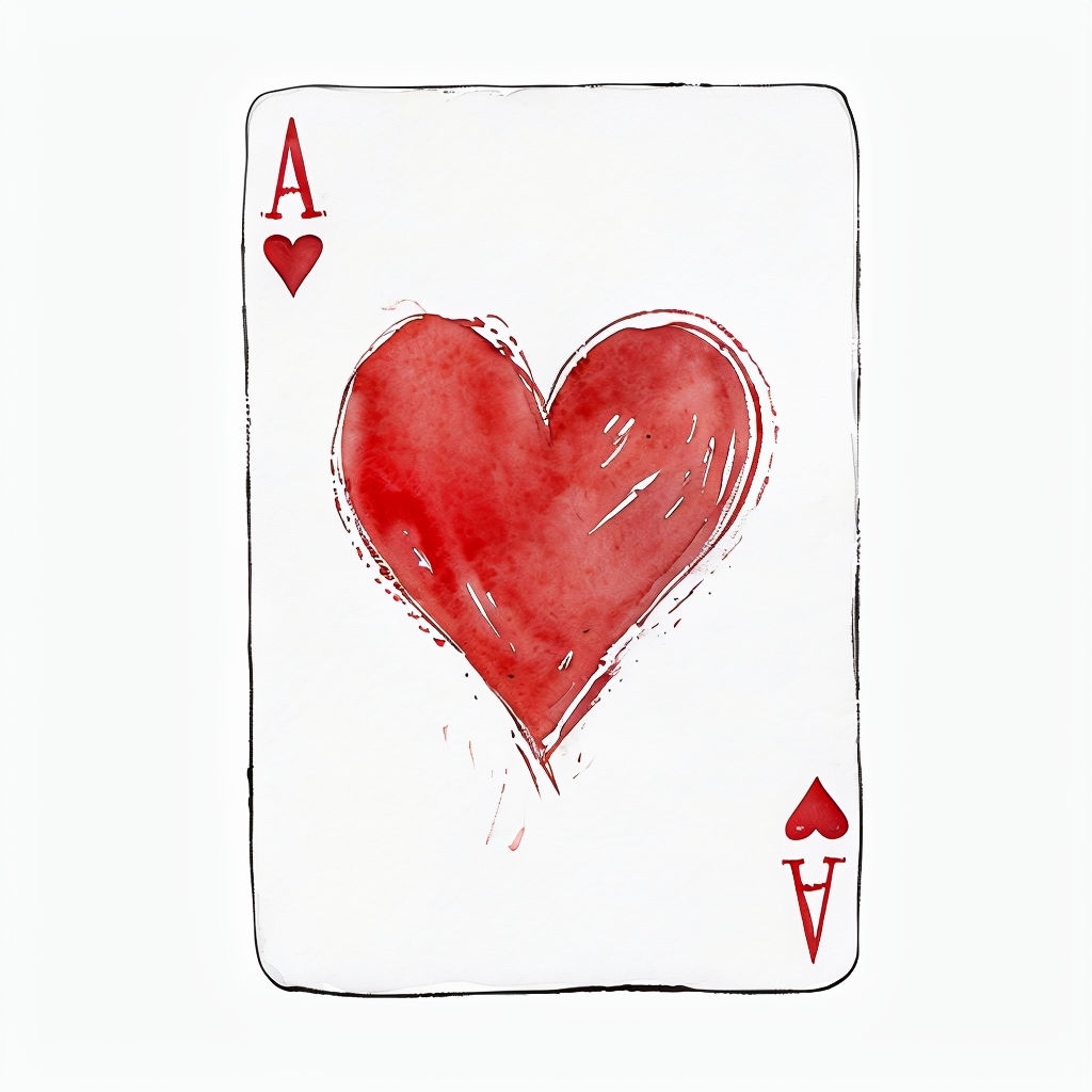 Watercolor Ace of Hearts Playing Card Illustration Sticker