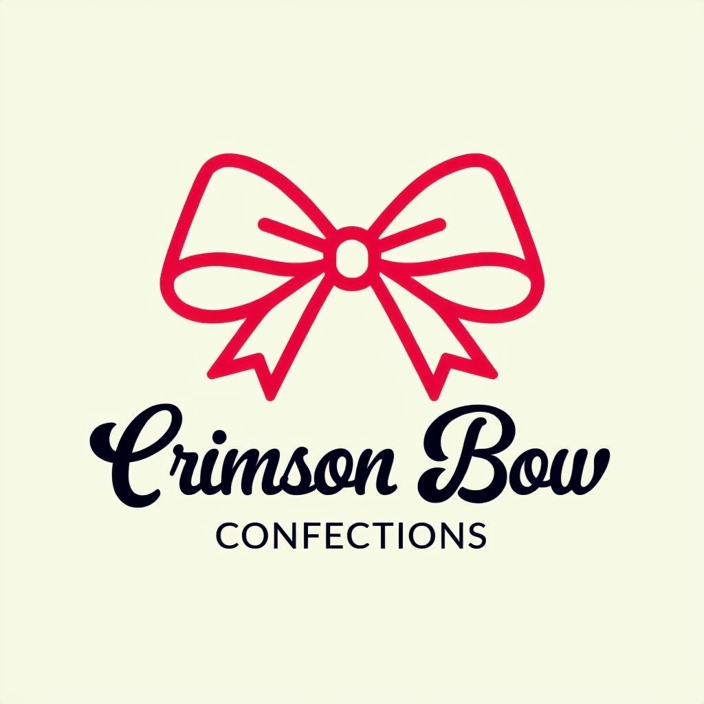 Minimalist Crimson Bow Confections Logo Design for Bakery Logo