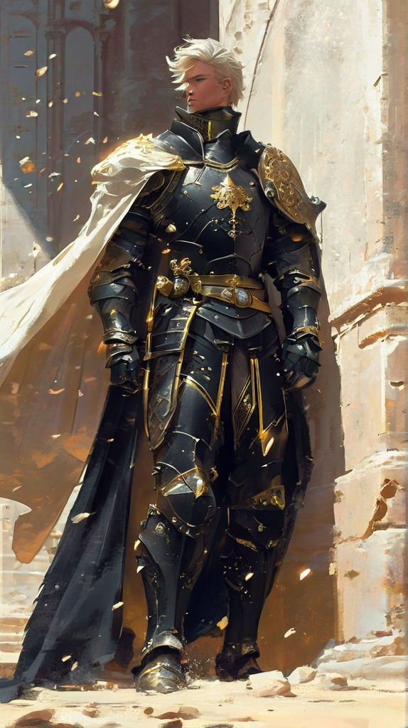 Knight in heavy black armor with gold accents by s.harrper Playground