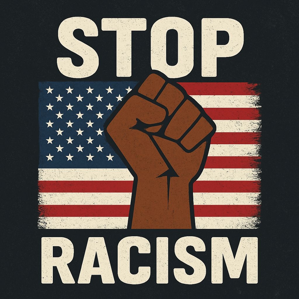 Bold Anti-Racism Raised Fist Graphic Design T-Shirt