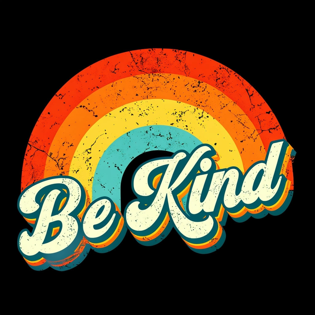 Vintage Rainbow Be Kind Inspirational T-Shirt