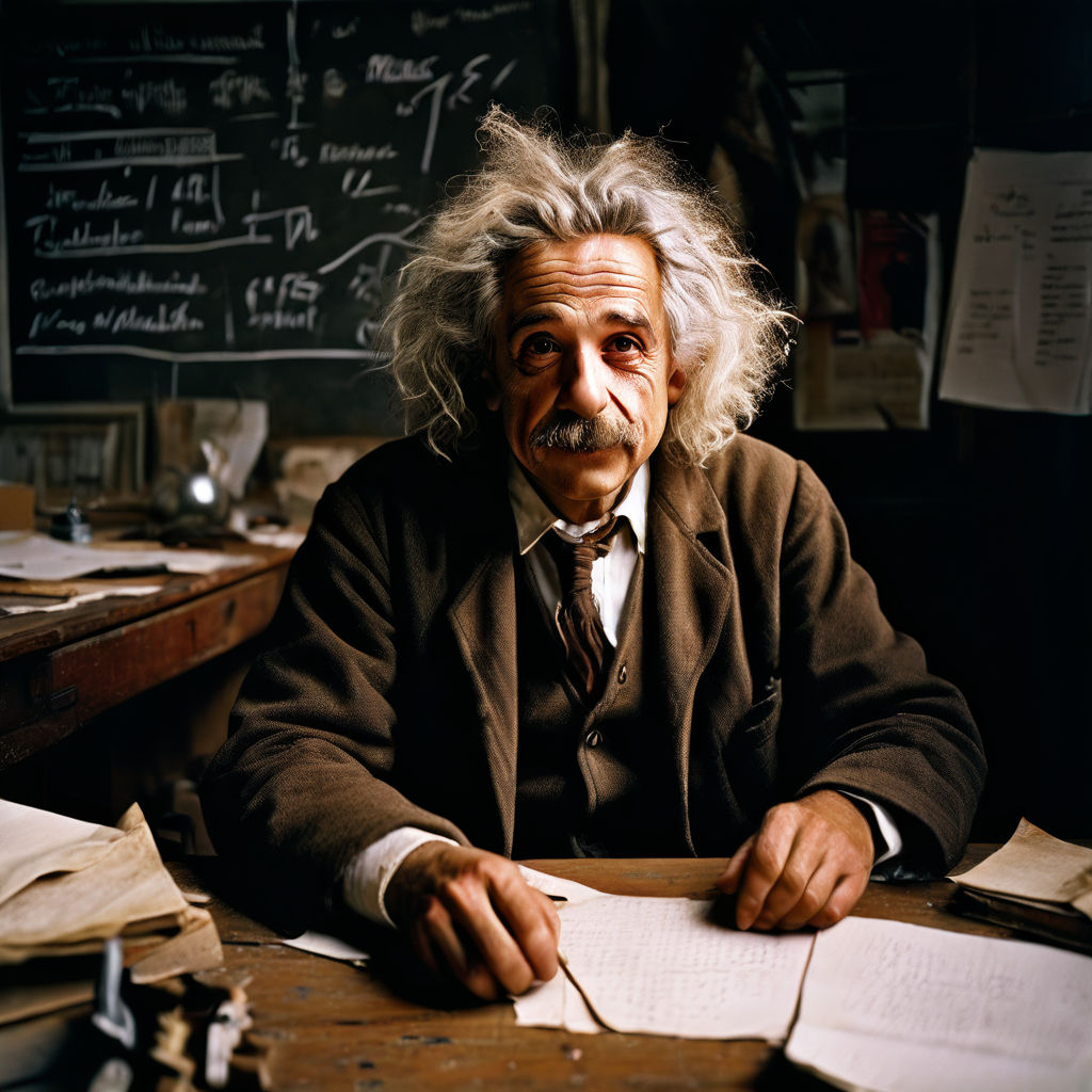 Albert Einstein seated comfortably in his office by 林友慶 - Playground