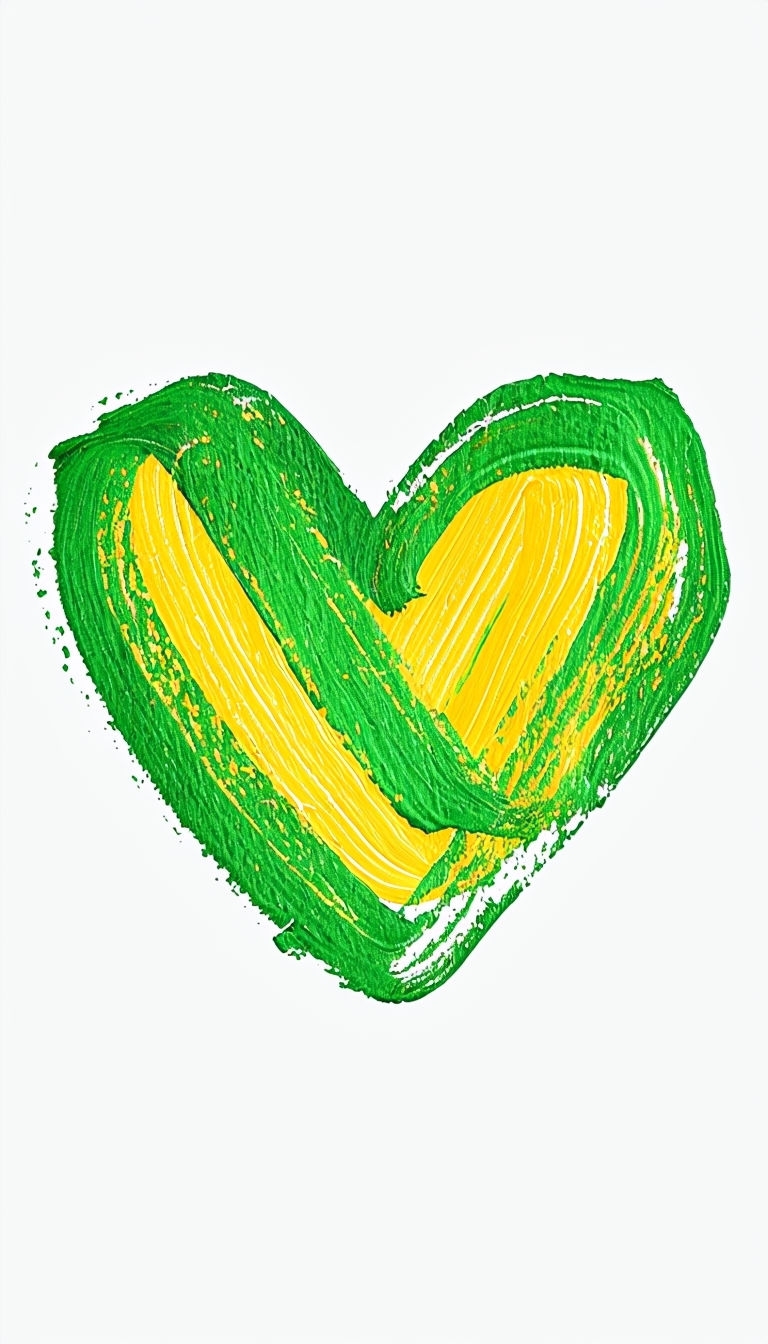 Vibrant Green and Yellow Crayon Heart Illustration Phone Case Cover