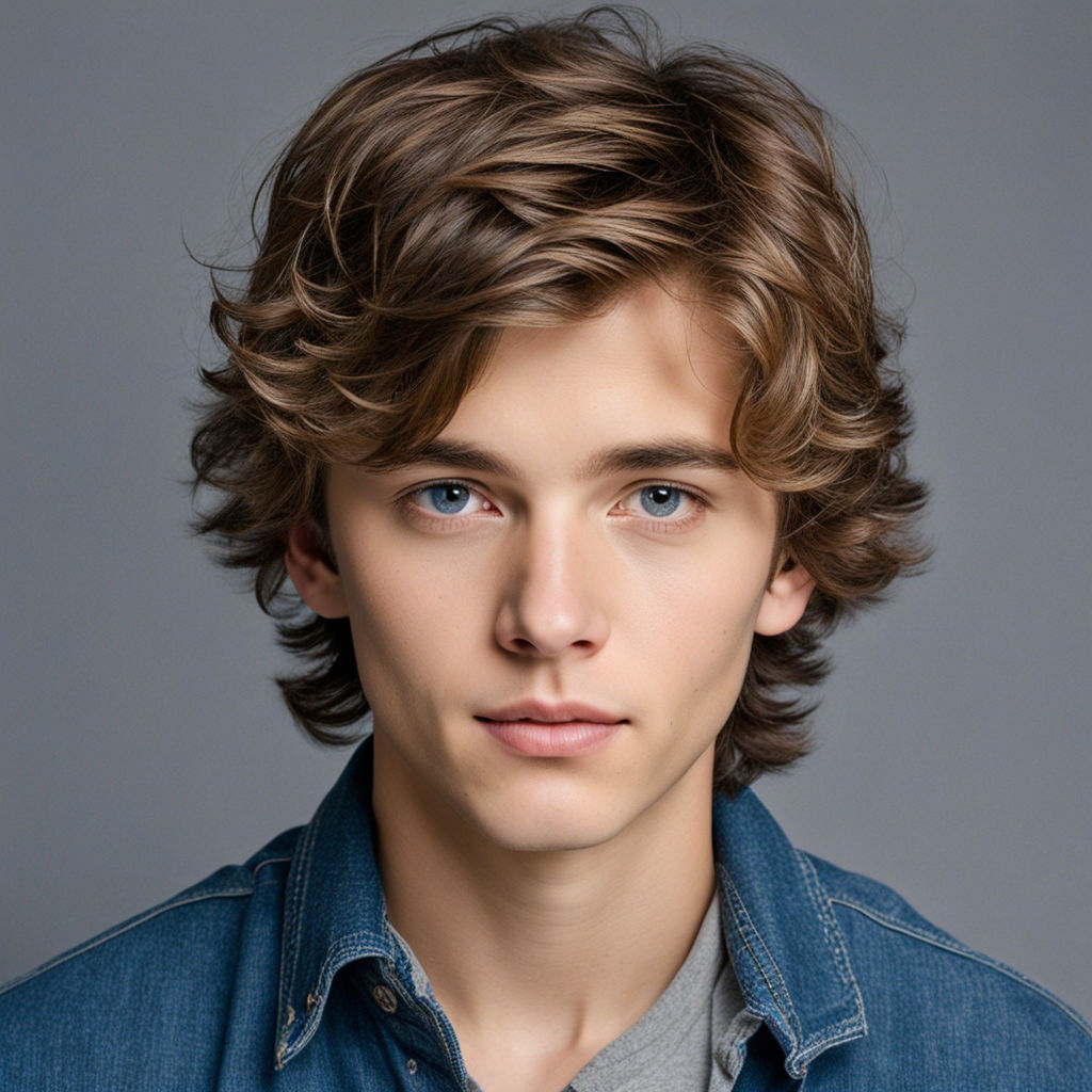 A thin young man with short light brown hair