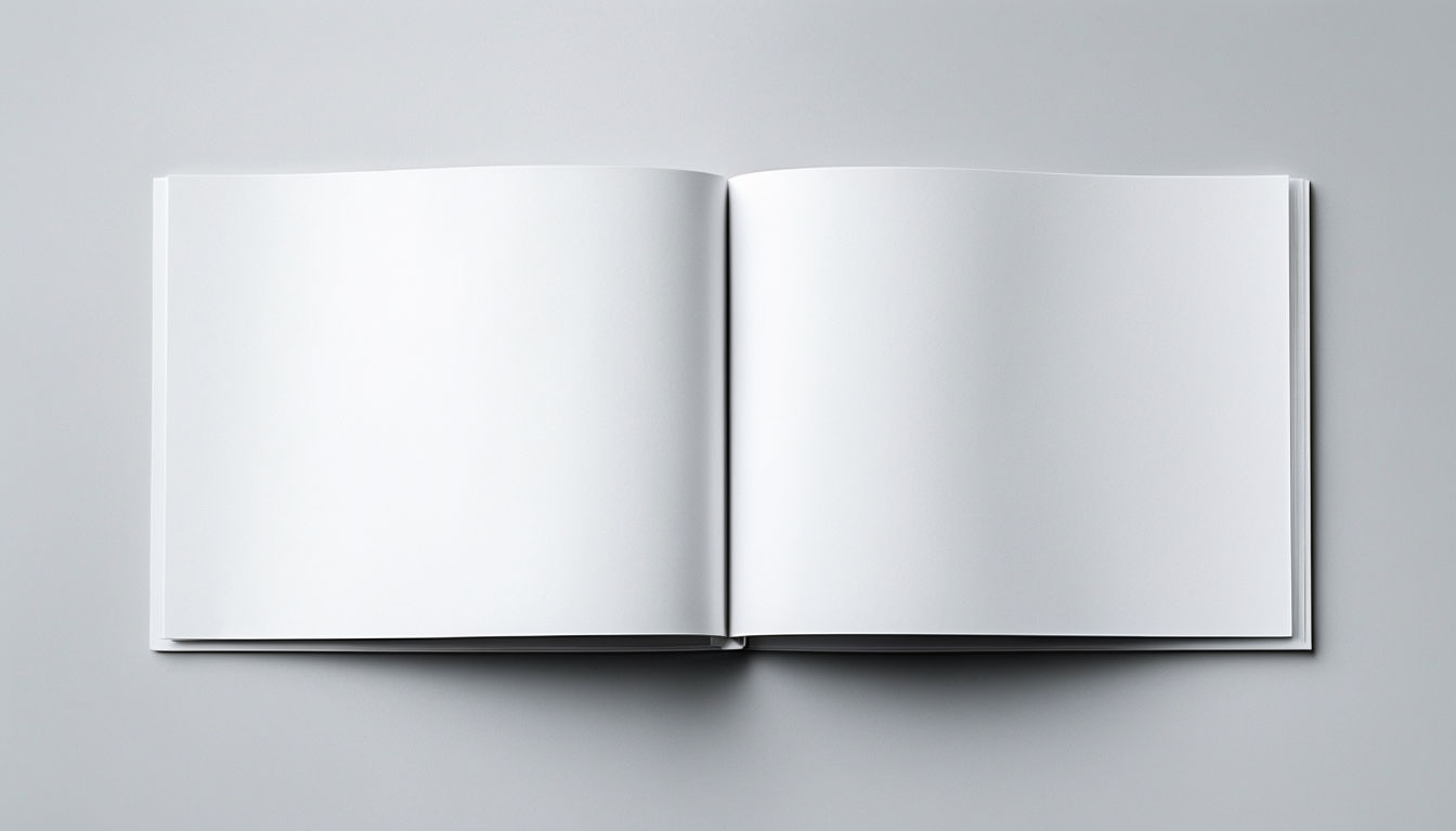 Minimalist Open Booklet Mockup on Light Gray Surface Mockups