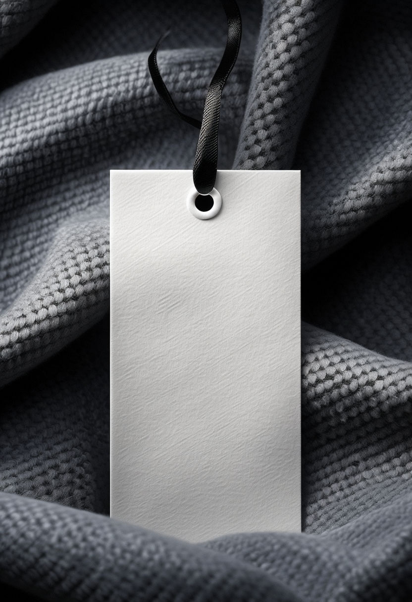 Luxurious Garment Hanging Tag on Cashmere Background Mockup
