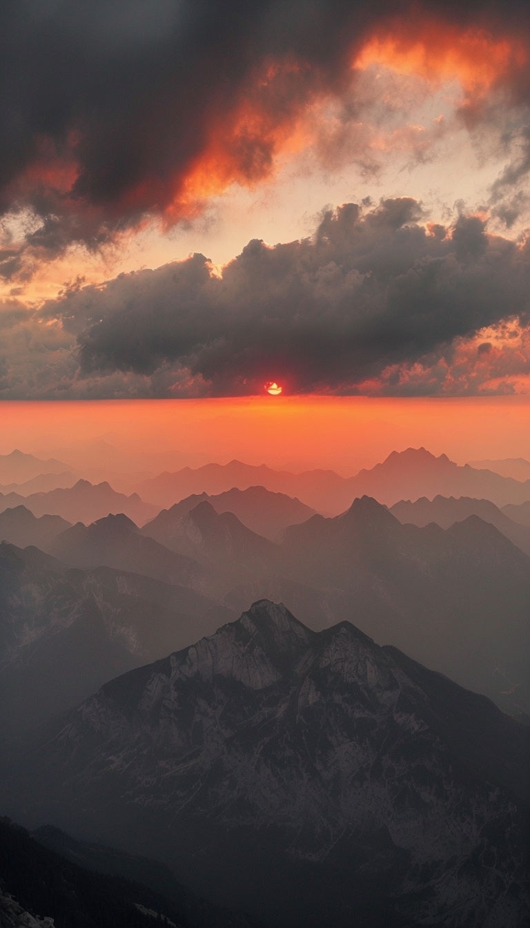 Majestic Sunrise Over Rugged Mountain Range Mobile Wallpaper
