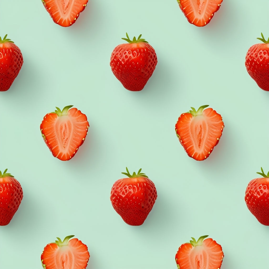 Fresh Strawberry and Mint Green Modern Seamless Pattern