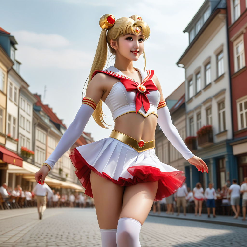 Japanese Girls Cosplay of Sailor Moon in the streets of Harajuku in Tokyo