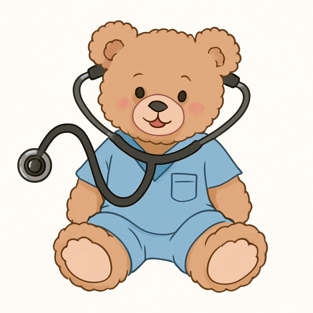 Adorable Cartoon Teddy Bear in Medical Scrubs Sticker