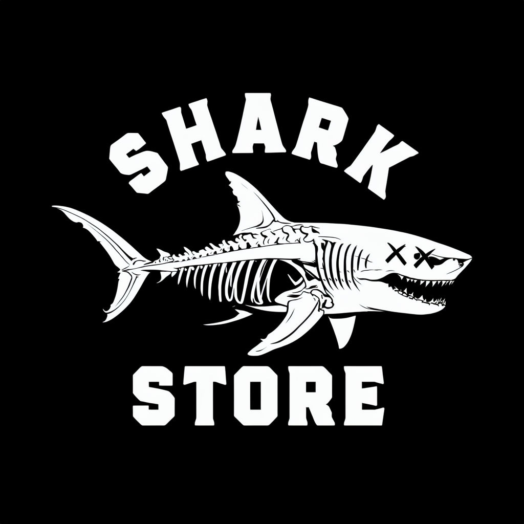 Bold White Shark Skeleton Graphic T-Shirt