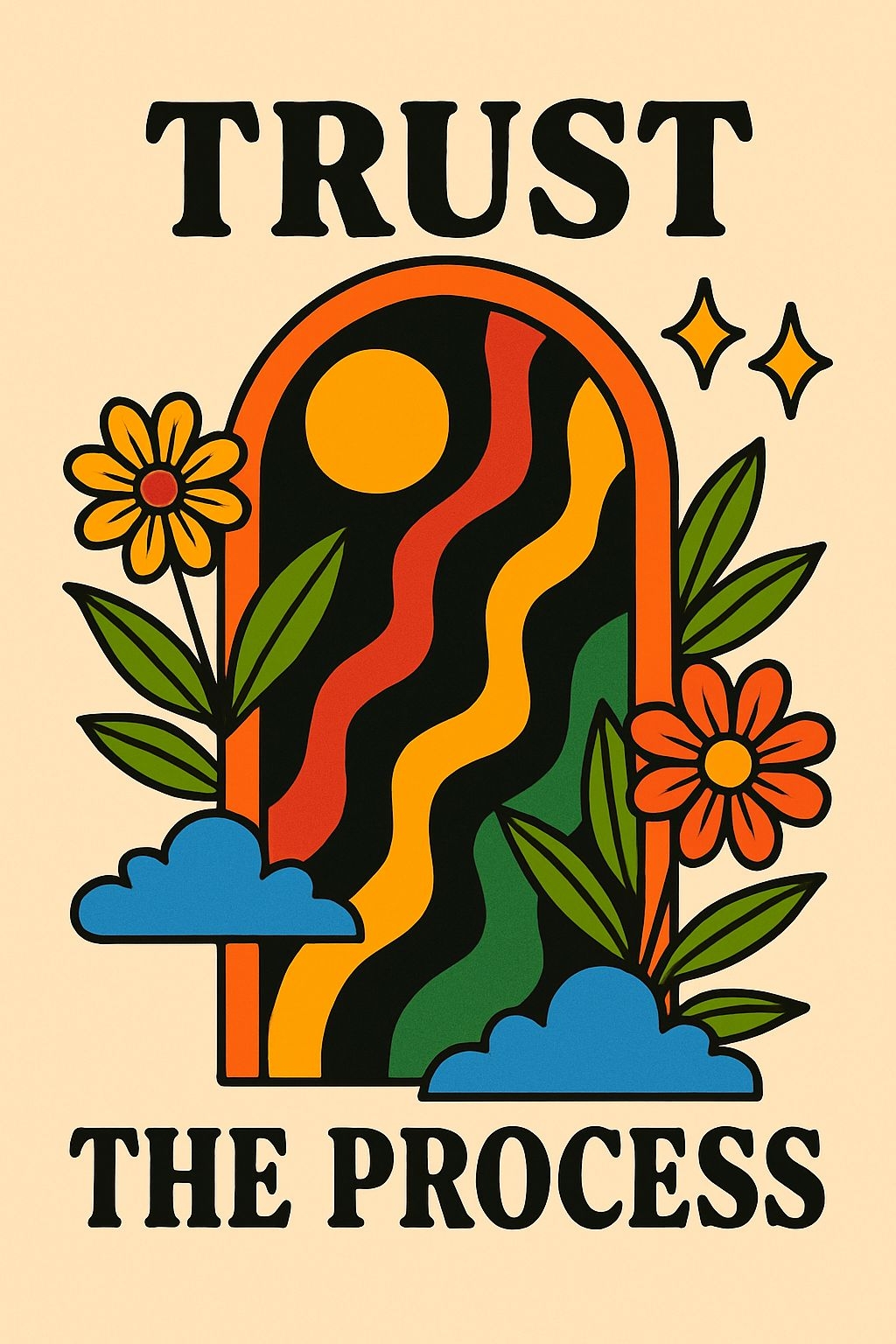 Retro-Inspired Trust the Process Graphic Art Poster
