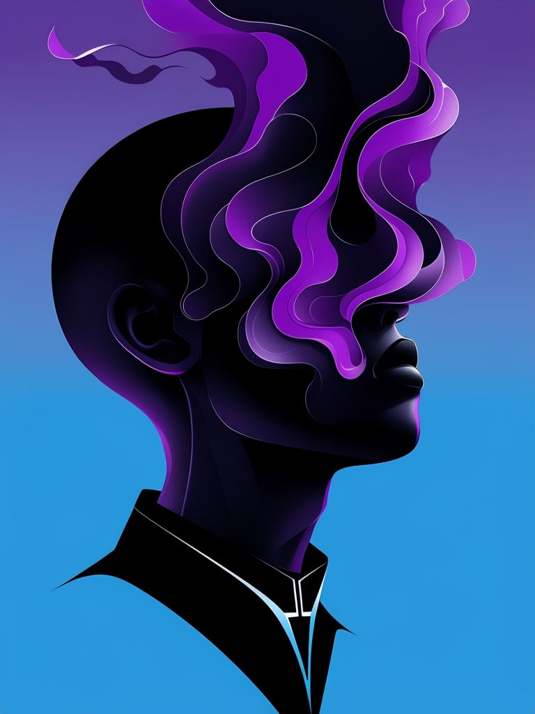 Surreal Abstract Close-Up of Shadowy Figure Illustration Art
