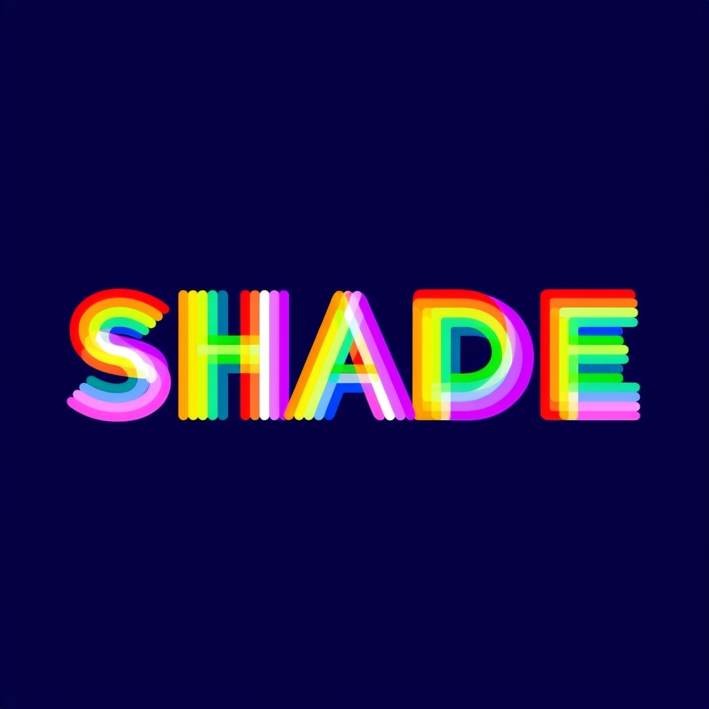 Vibrant Neon SHADE Font Design with Double Outline Logo