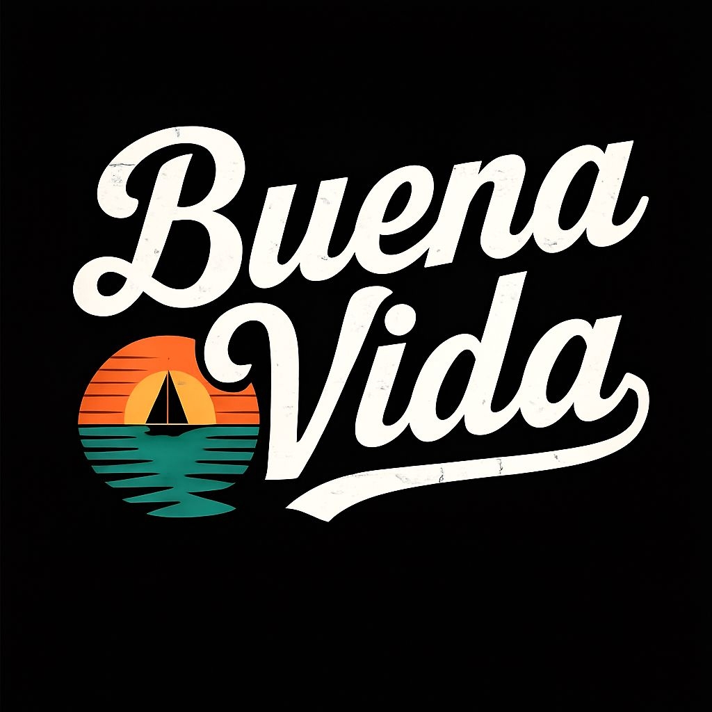 Buena Vida Vintage Sunset Typography Design T-Shirt