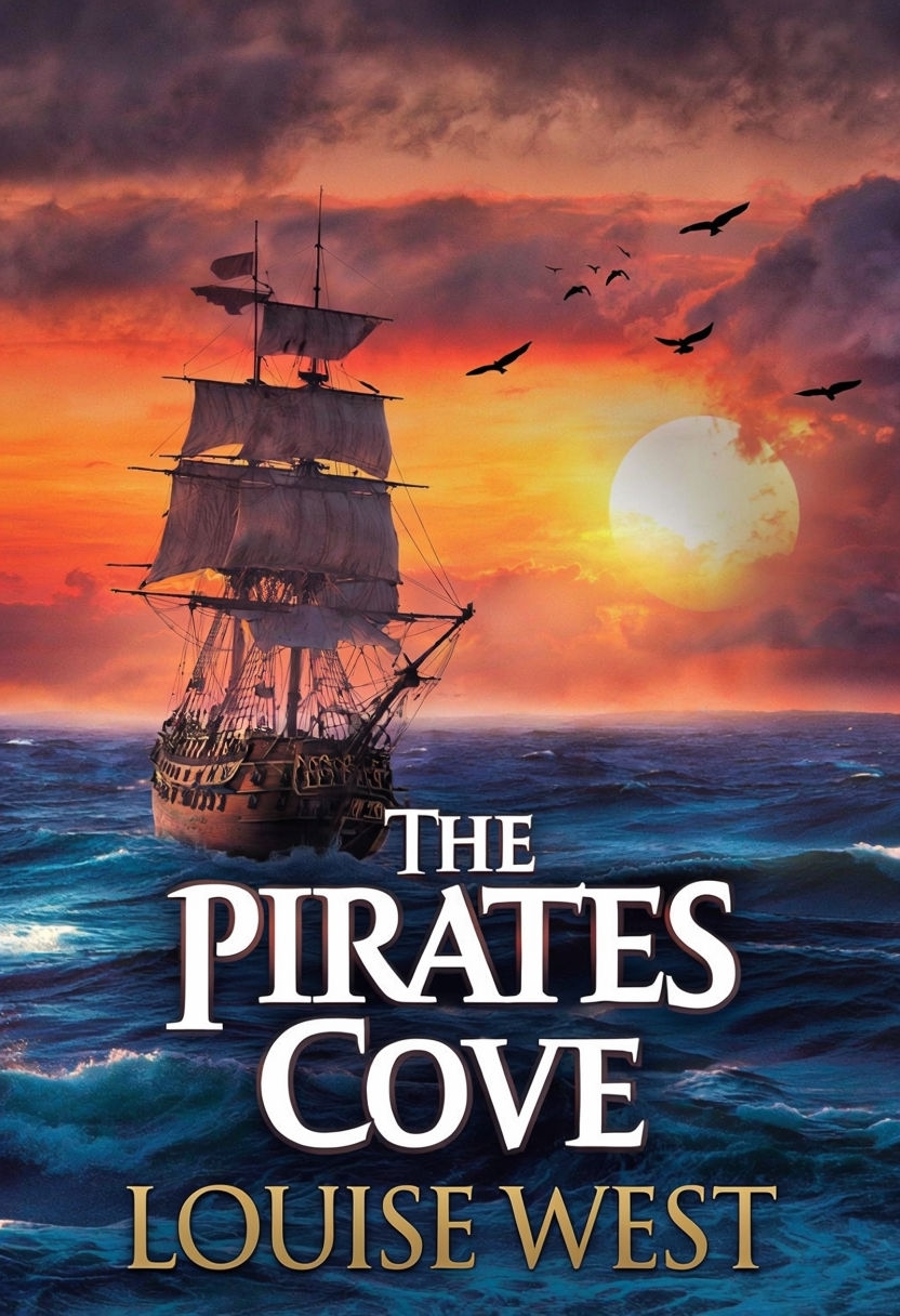 Dramatic Sunset Scene on 'The Pirates Cove' EBook Cover